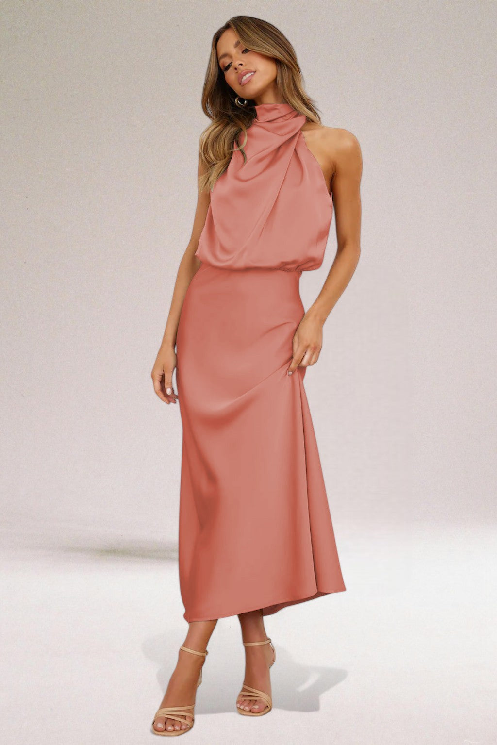 Eastwood and Bloom™ | Satin Glamour Dress with Halterneck