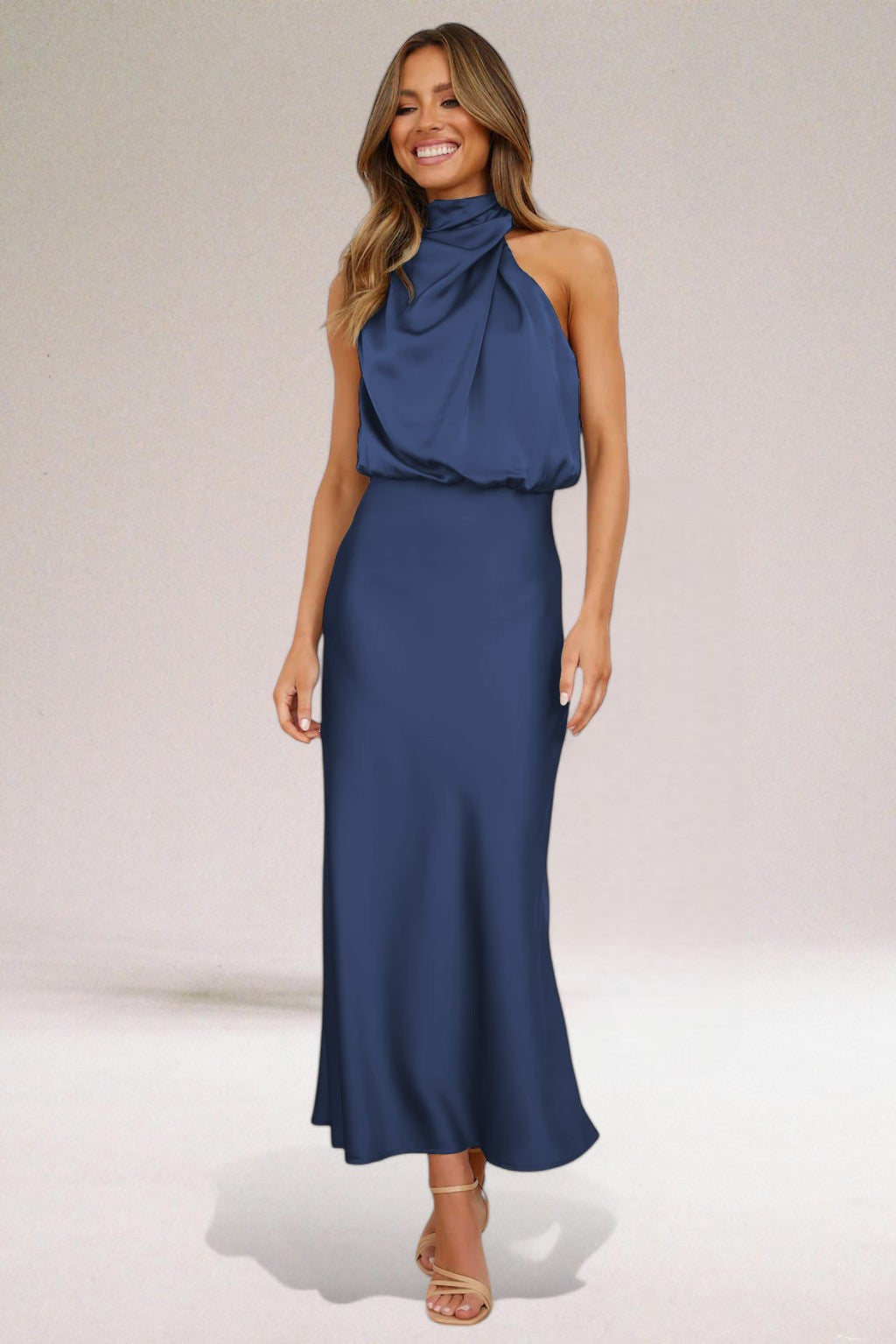 Eastwood and Bloom™ | Satin Glamour Dress with Halterneck