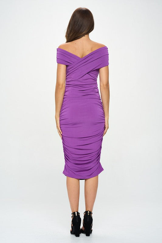 Eastwood and Bloom™ | Satin Dress with Off-Shoulder Design