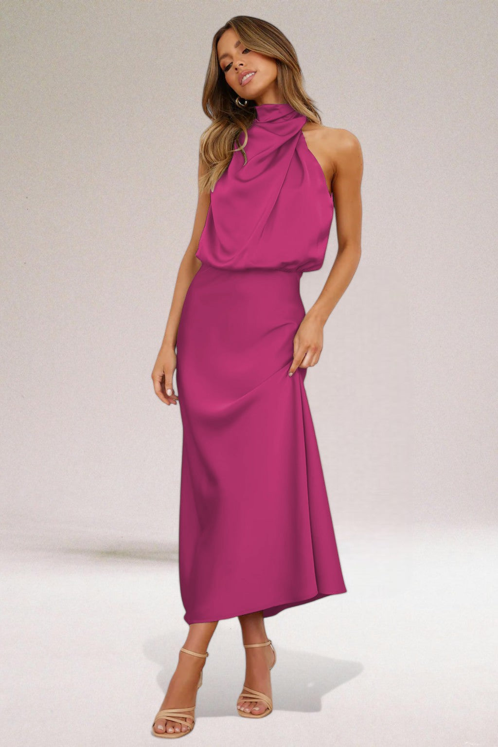 Eastwood and Bloom™ | Satin Glamour Dress with Halterneck