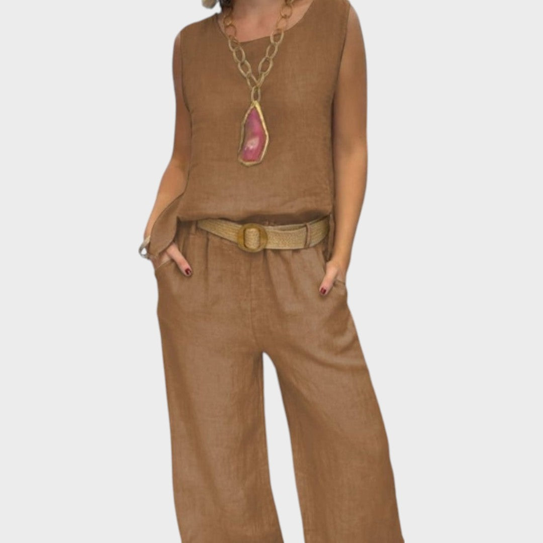 Eastwood and Bloom™ | Irmelie – Sleeveless Linen Set with Relaxed Waist