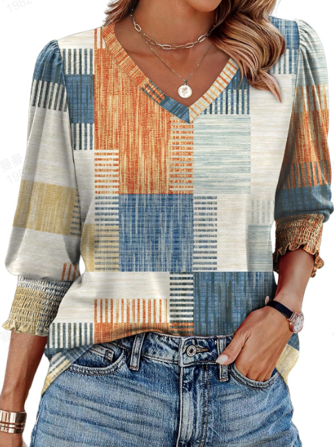 Eastwood and Bloom™ | Vendela – Patterned Viscose Top with Puff Sleeves