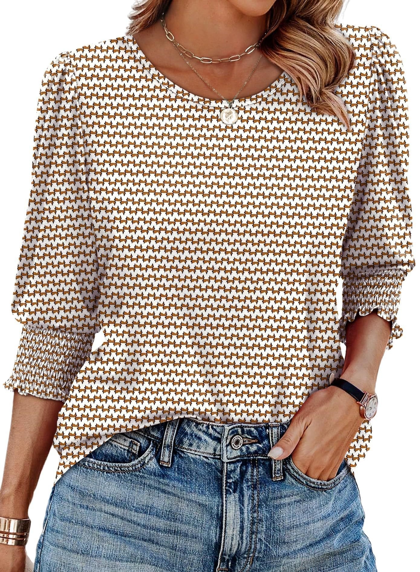 Eastwood and Bloom™ | Vendela – Patterned Viscose Top with Puff Sleeves