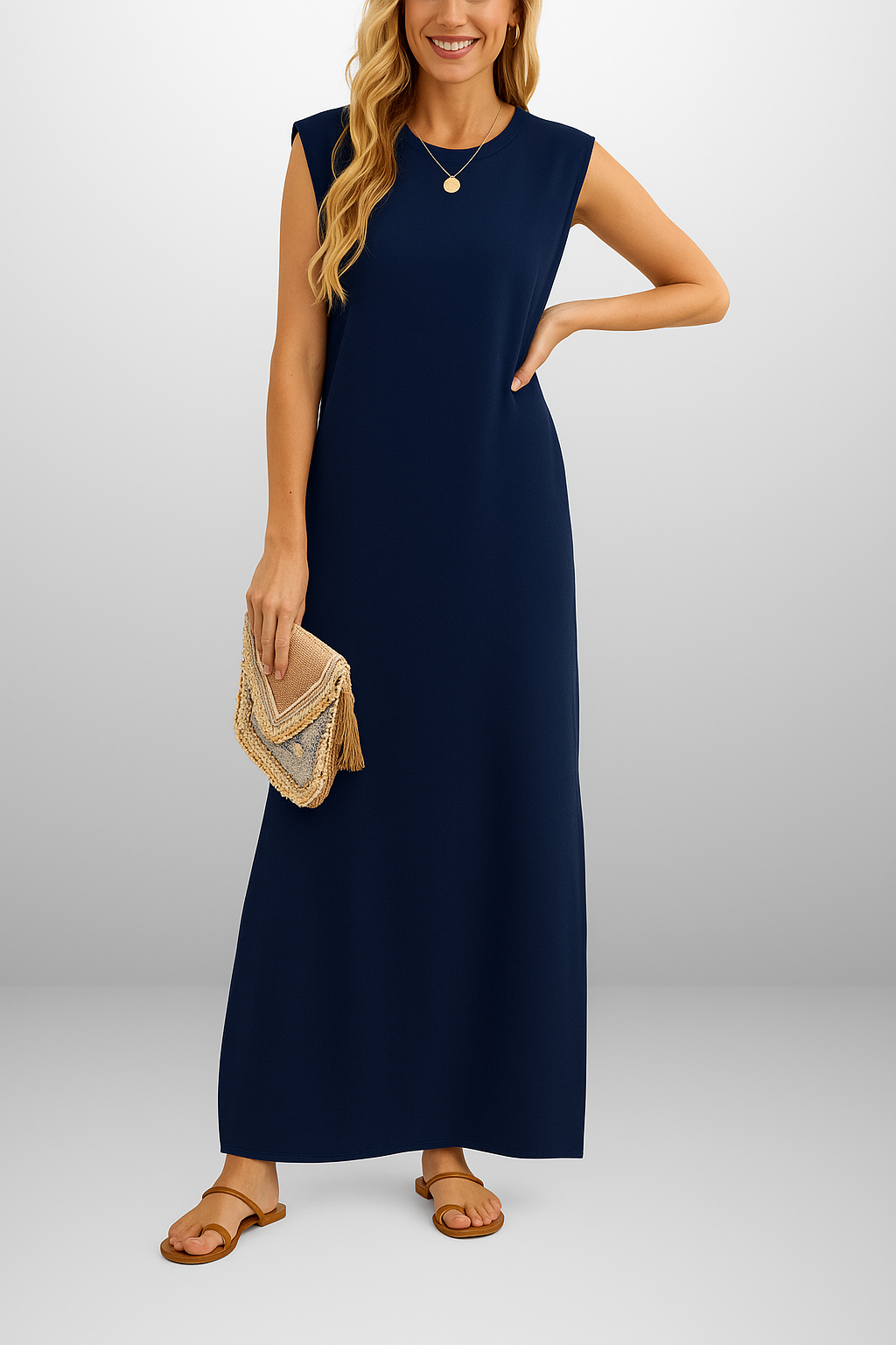 Eastwood and Bloom™ | Long Dress in Flowing Anti-Wrinkle Fabric