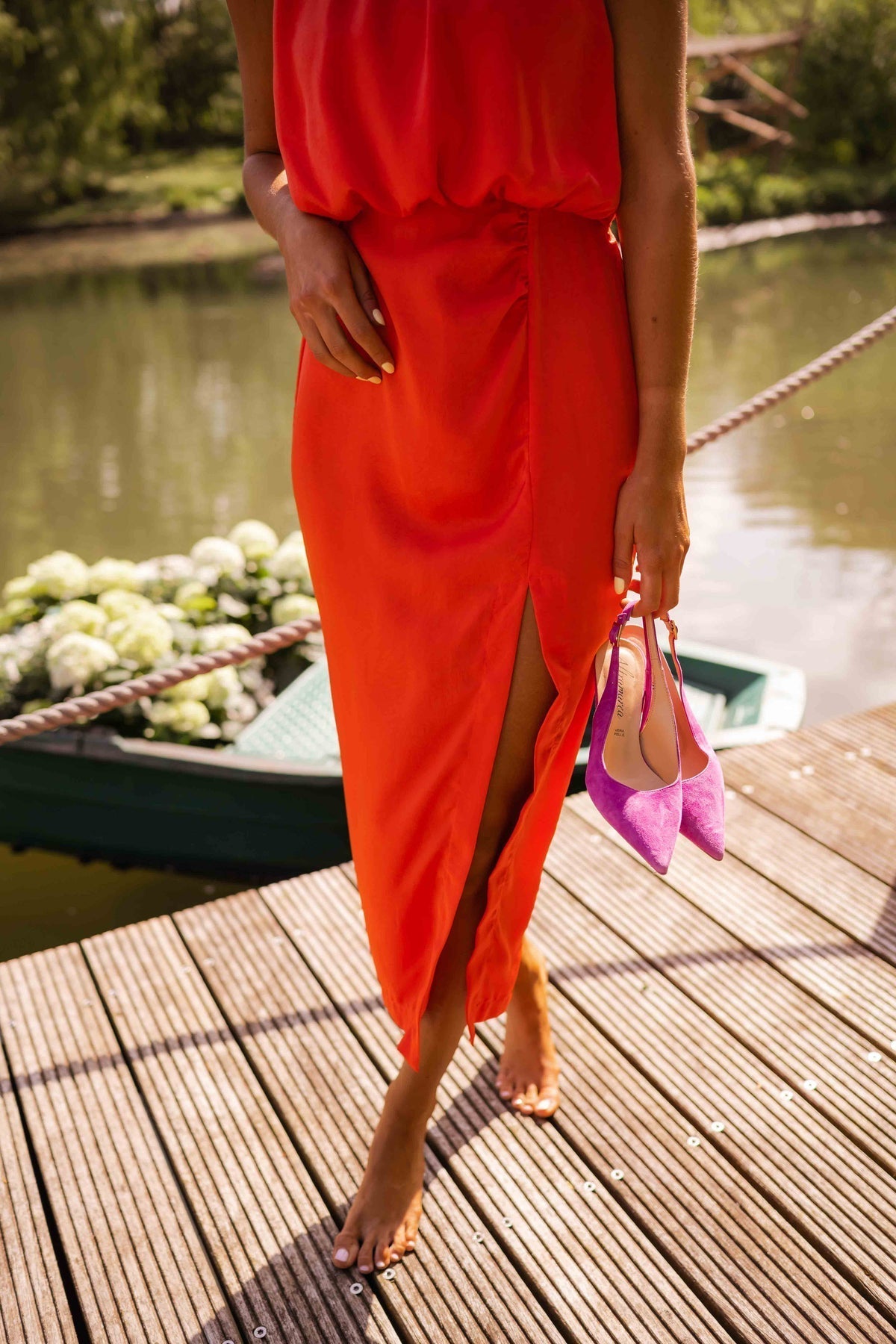 Eastwood and Bloom™ | Aria – Draped Asymmetric Midi Dress