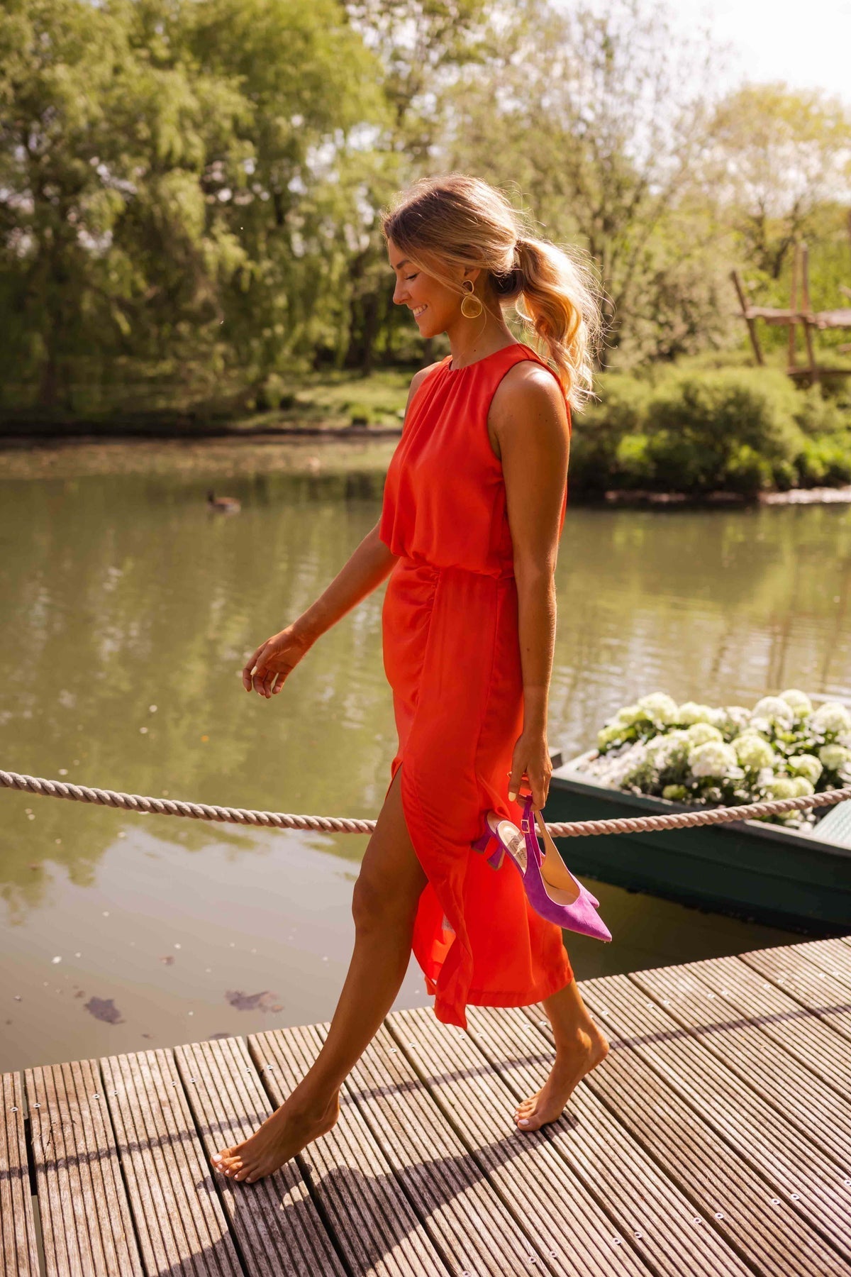 Eastwood and Bloom™ | Aria – Draped Asymmetric Midi Dress