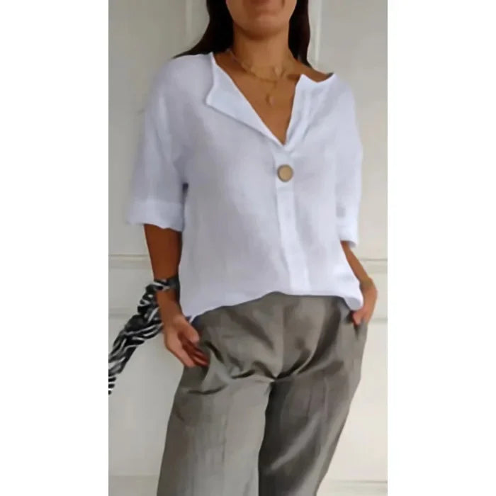 Eastwood and Bloom™ | Liv – Relaxed linen shirt with button detail