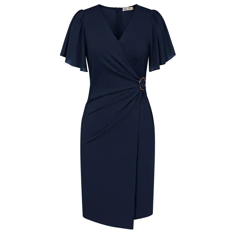 Eastwood and Bloom™ | Elegant Beige Wrap Dress