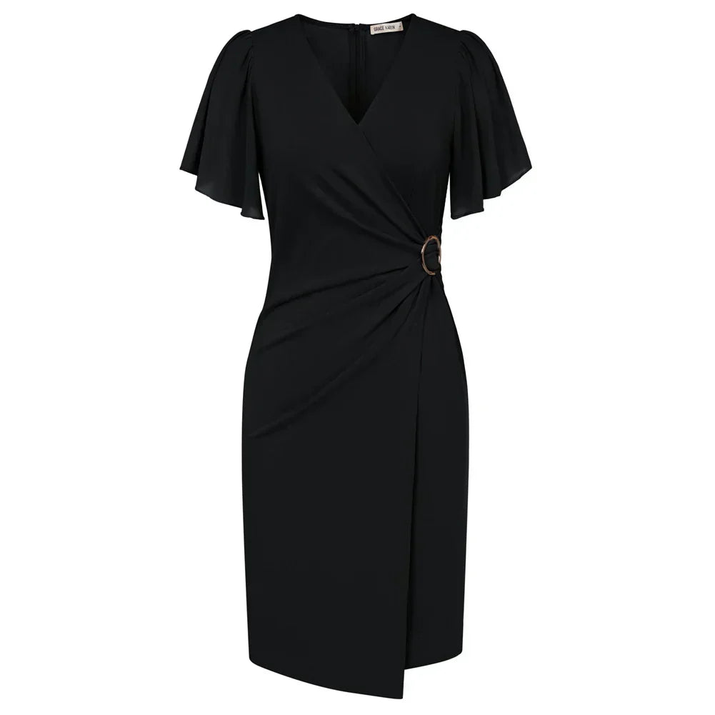 Eastwood and Bloom™ | Elegant Beige Wrap Dress