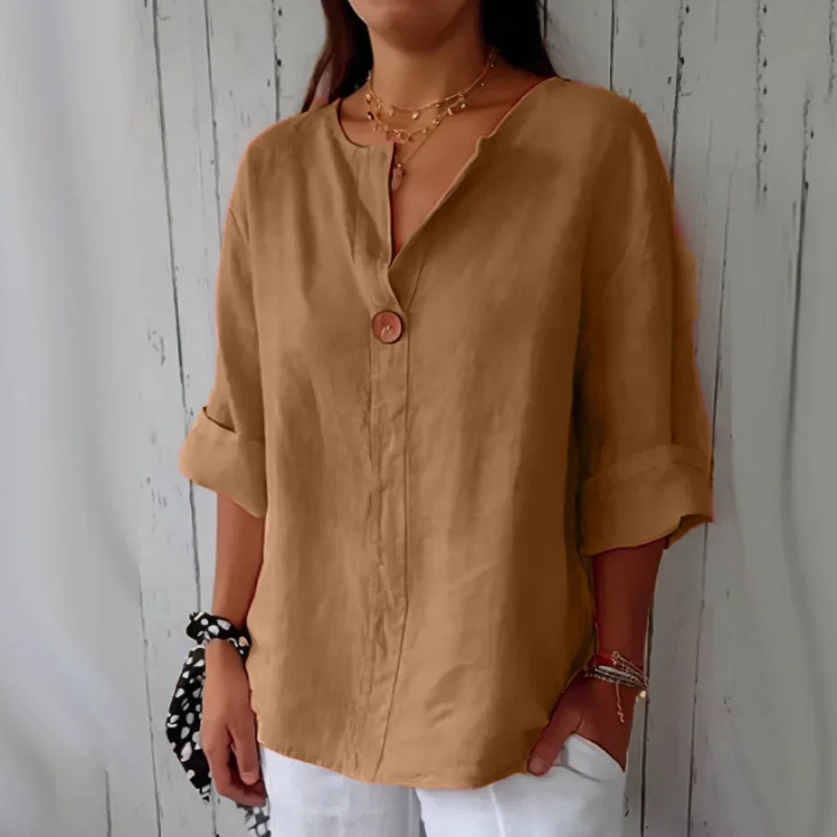 Eastwood and Bloom™ | Liv – Relaxed linen shirt with button detail