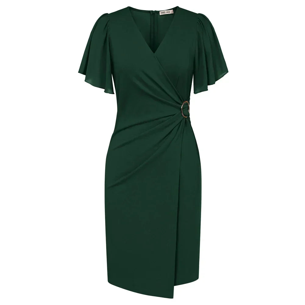 Eastwood and Bloom™ | Elegant Beige Wrap Dress