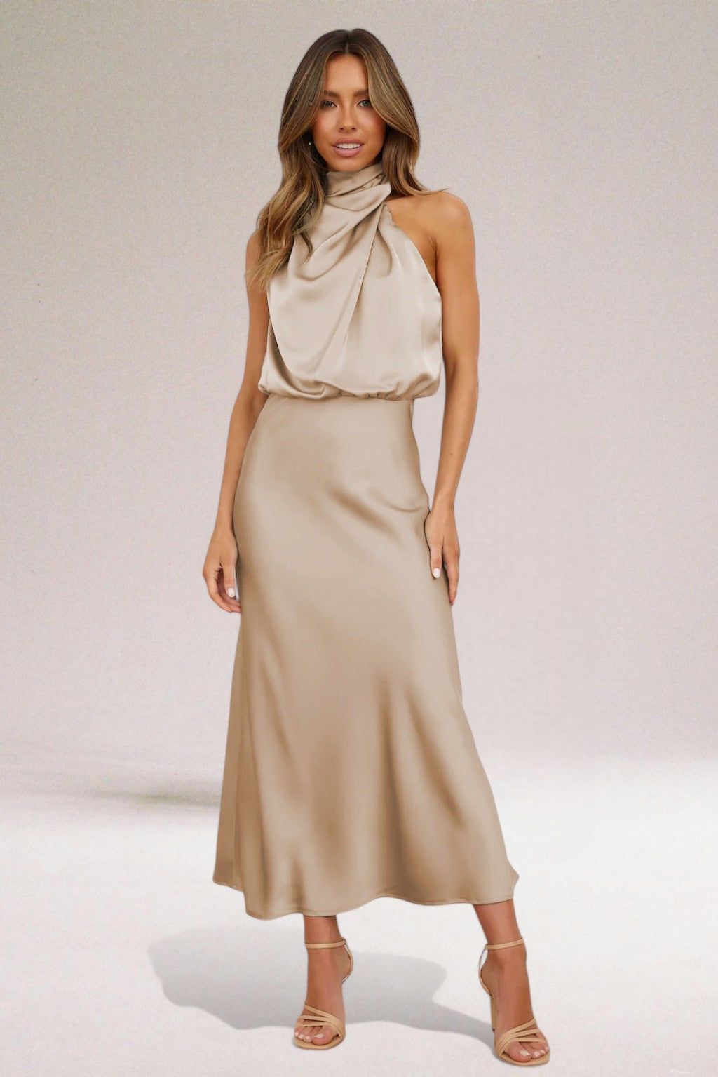 Eastwood and Bloom™ | Satin Glamour Dress with Halterneck