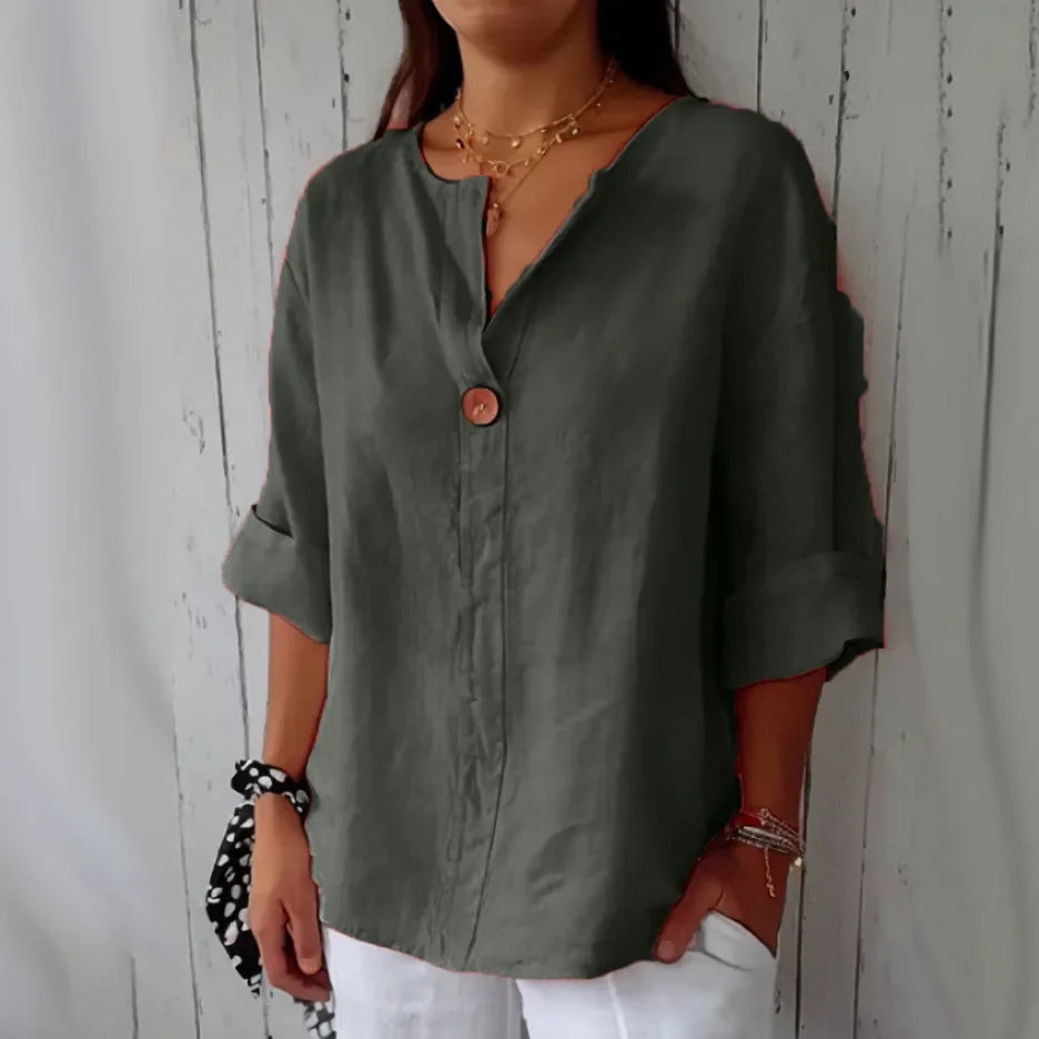 Eastwood and Bloom™ | Liv – Relaxed linen shirt with button detail