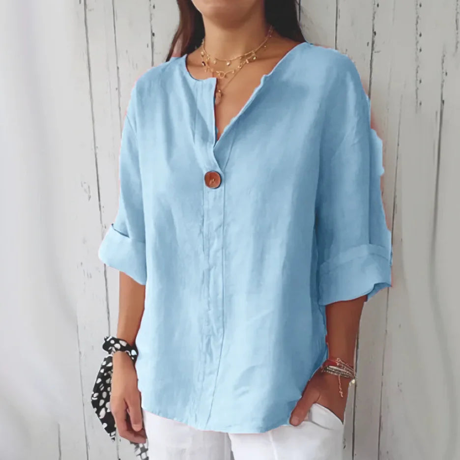 Eastwood and Bloom™ | Liv – Relaxed linen shirt with button detail