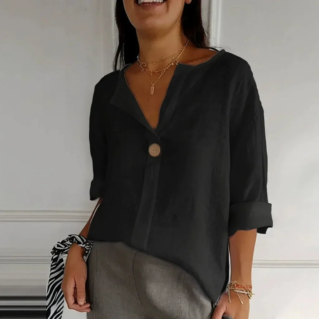 Eastwood and Bloom™ | Liv – Relaxed linen shirt with button detail