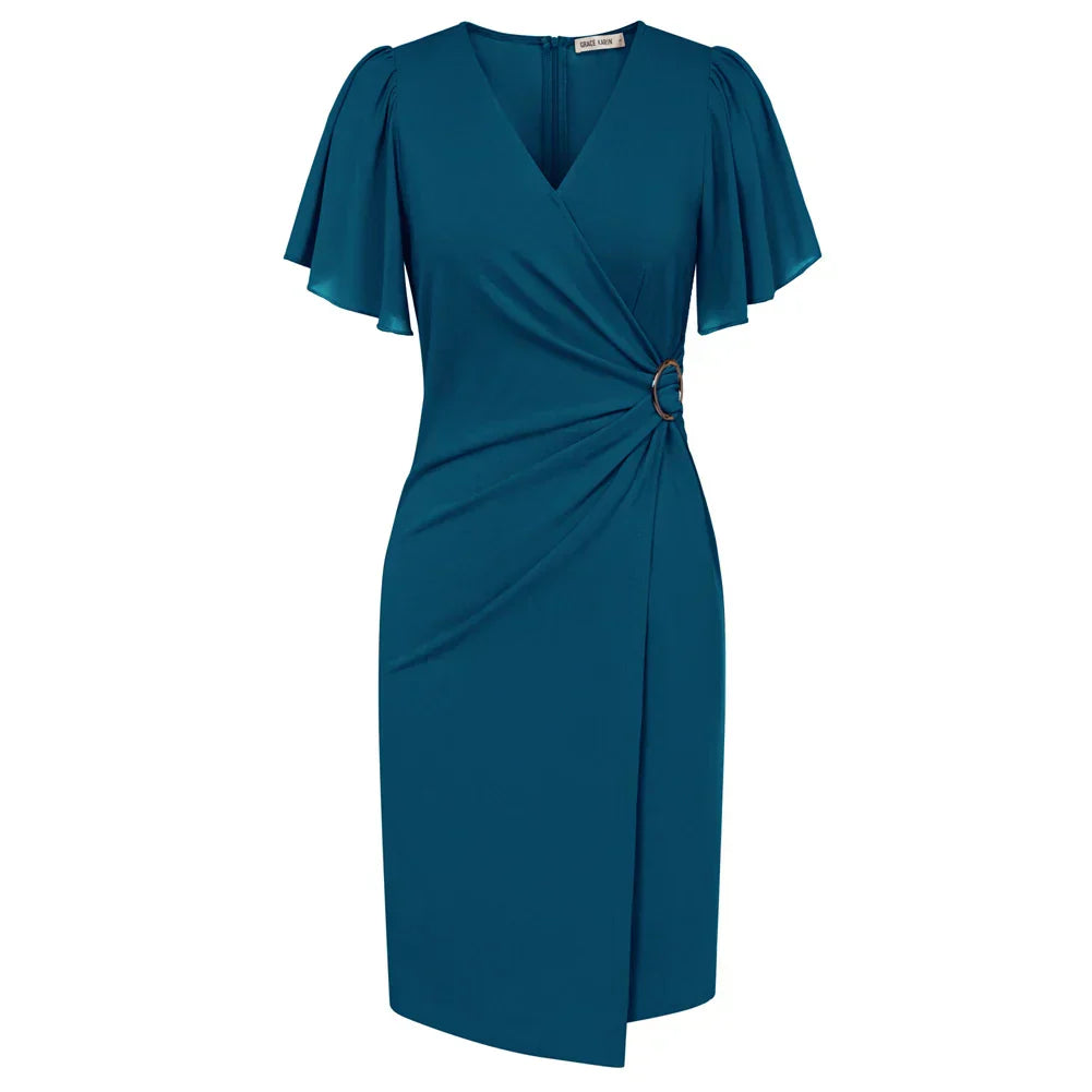 Eastwood and Bloom™ | Elegant Beige Wrap Dress