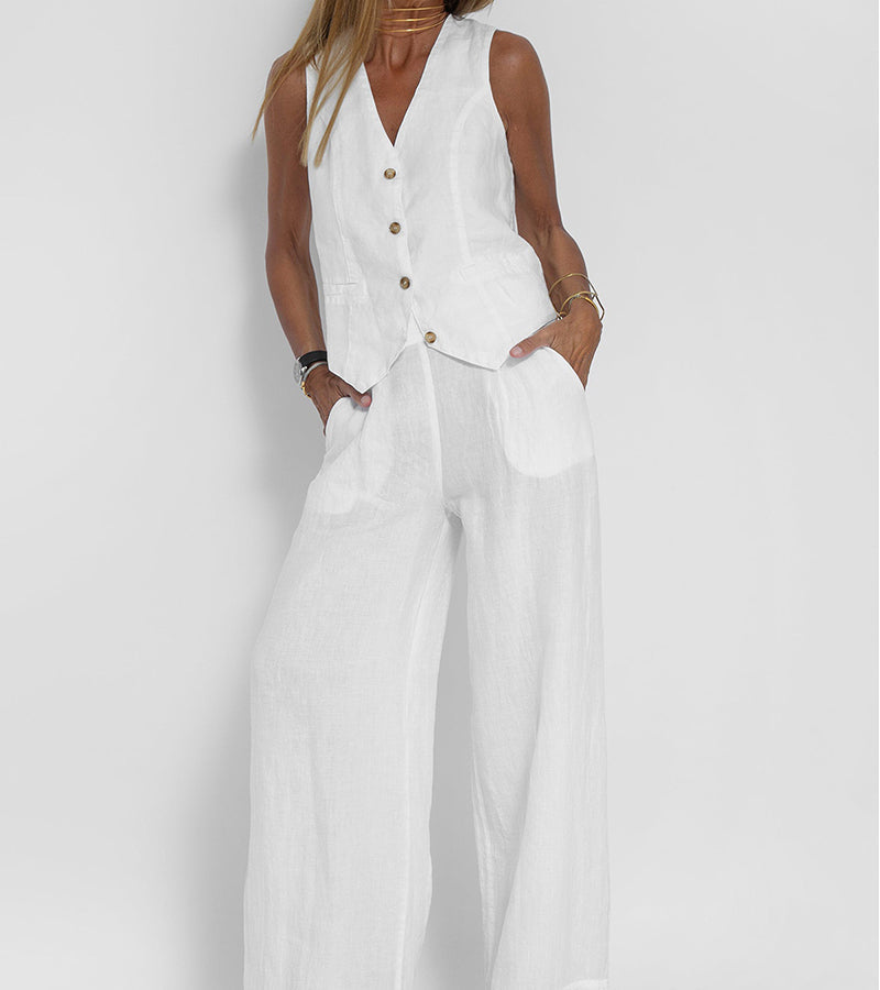 Eastwood and Bloom™ | Buttoned Vest and Wide Pants