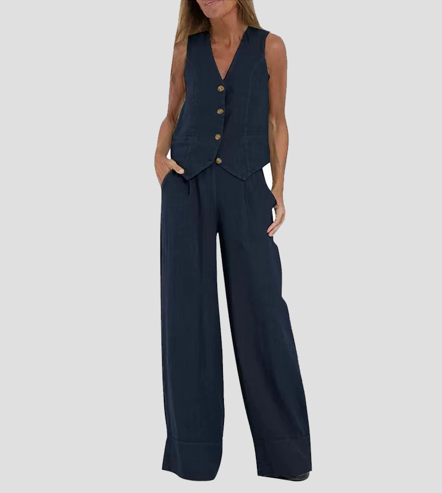 Eastwood and Bloom™ | Buttoned Vest and Wide Pants