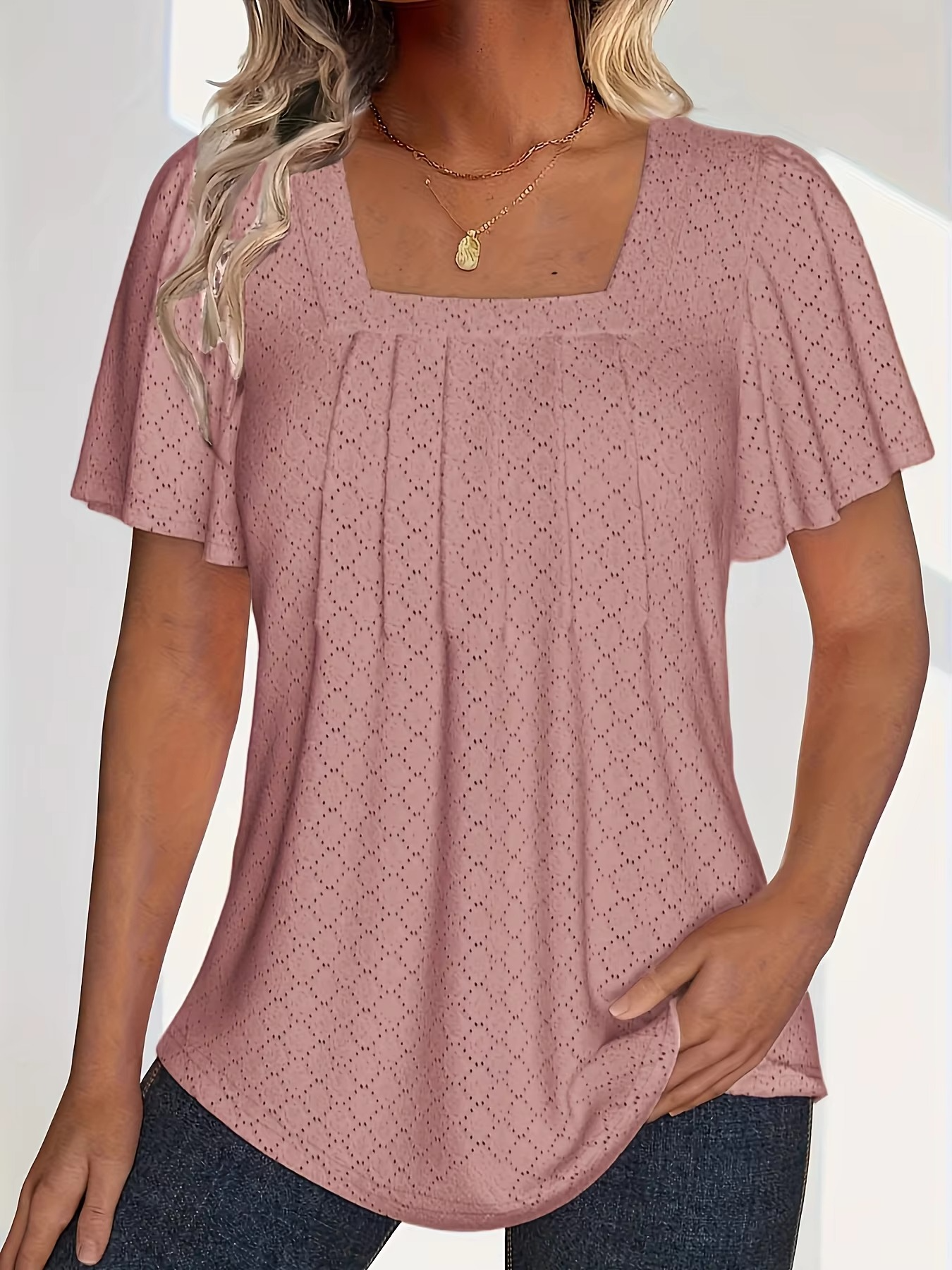 Eastwood and Bloom™ | Mirelle – Blouse with Square Neckline and Texture