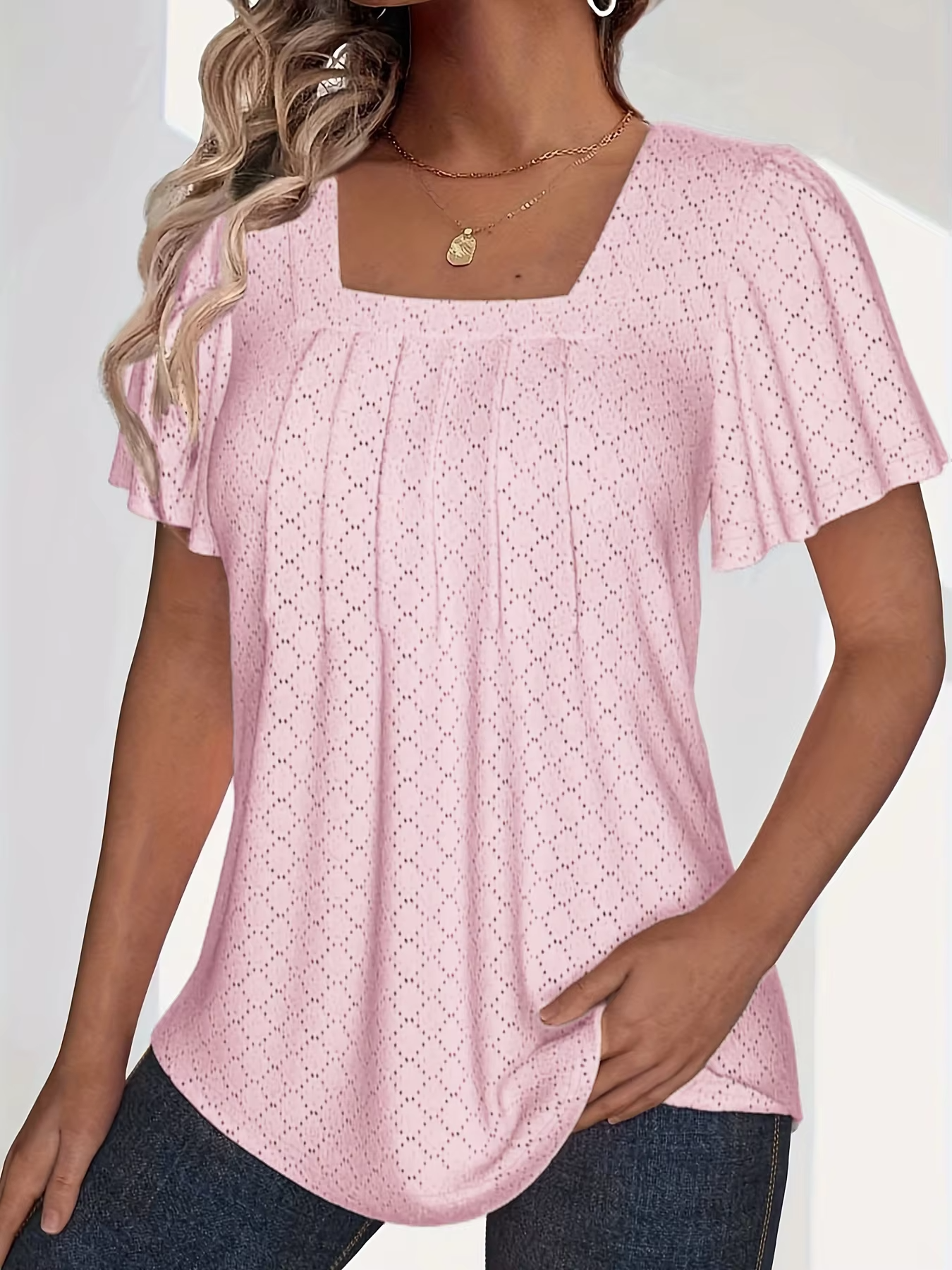 Eastwood and Bloom™ | Mirelle – Blouse with Square Neckline and Texture