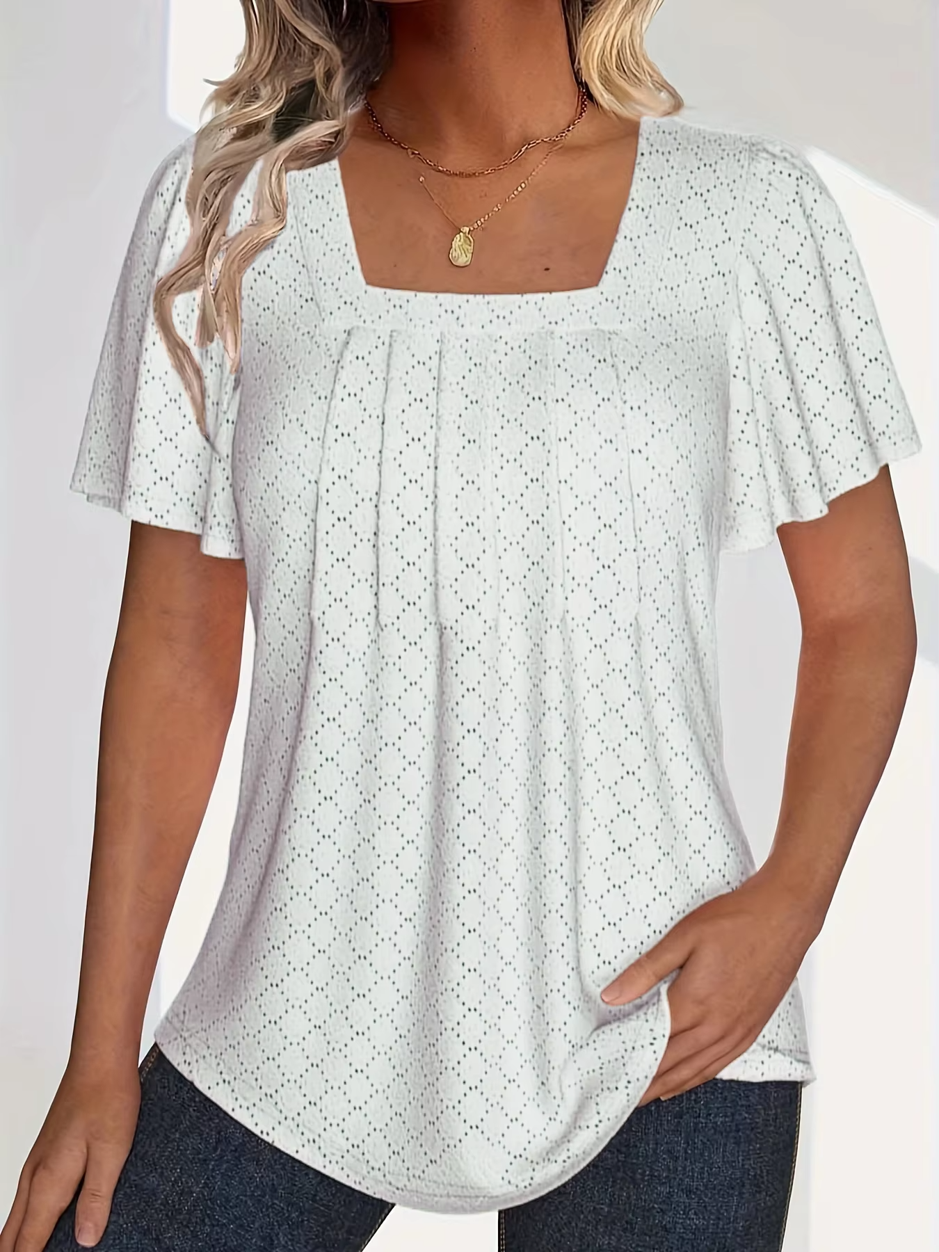 Eastwood and Bloom™ | Mirelle – Blouse with Square Neckline and Texture
