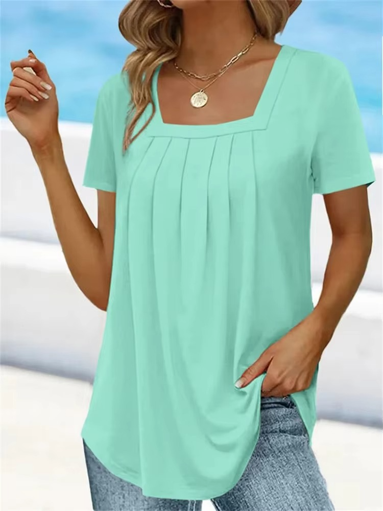 Eastwood and Bloom™ | Elvira – Pleated Viscose Top with Square Neckline