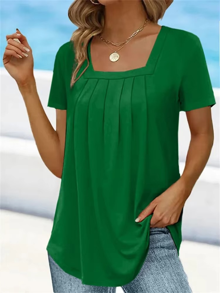 Eastwood and Bloom™ | Elvira – Pleated Viscose Top with Square Neckline