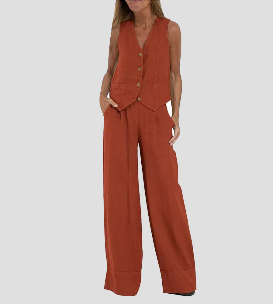 Eastwood and Bloom™ | Buttoned Vest and Wide Pants