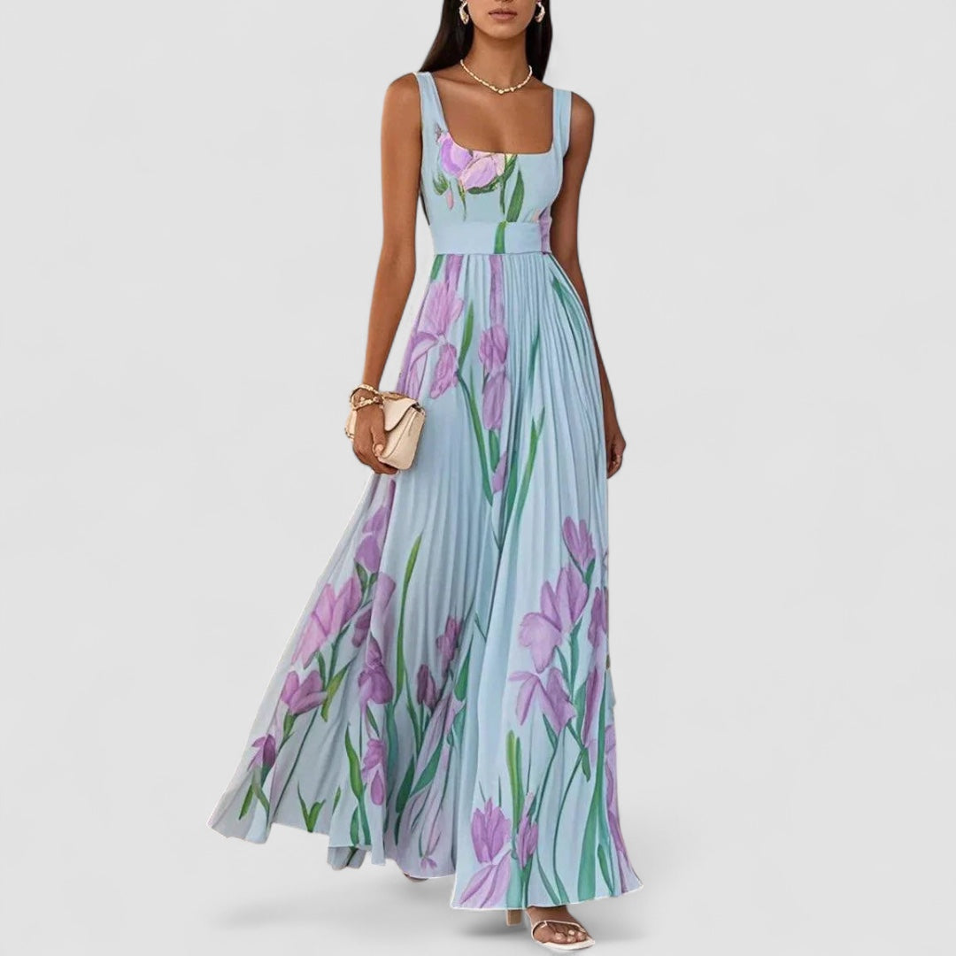 Eastwood and Bloom™ | Elegant Long Pleated Floral Dress for Women