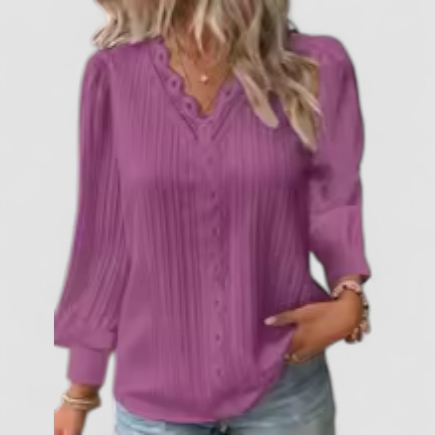 Eastwood and Bloom™ | Selvie – Blouse with Lace Trim and Pleats