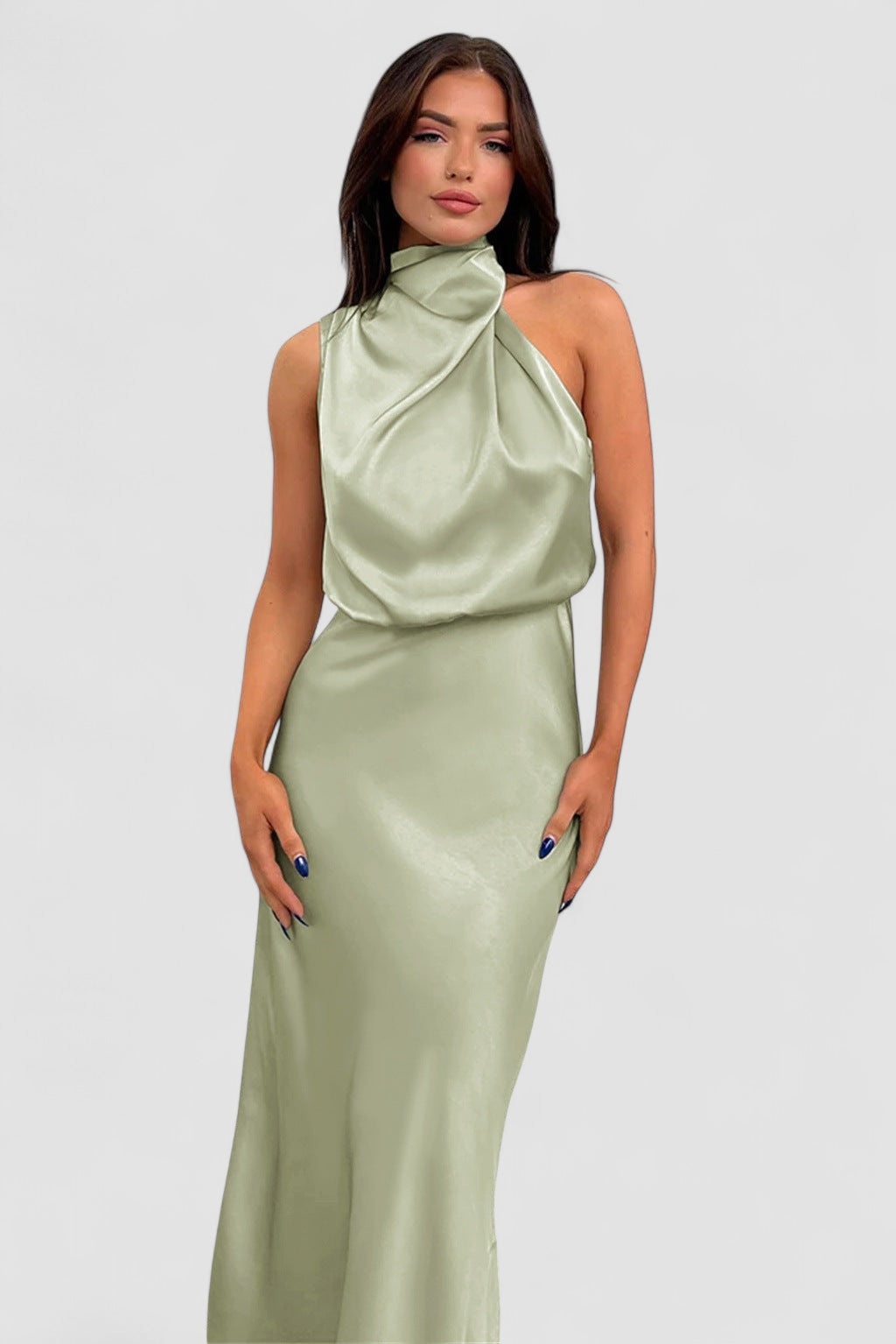 Eastwood and Bloom™ | Satin Glamour Dress with Halterneck