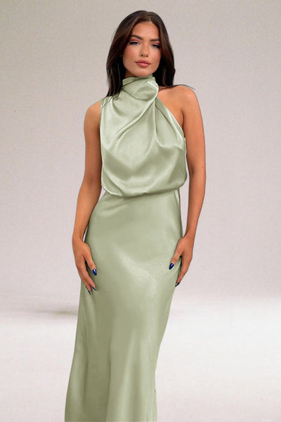 Eastwood and Bloom™ | Satin Glamour Dress with Halterneck