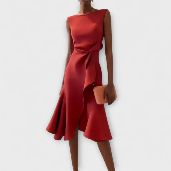 Eastwood and Bloom™ | Juliette – Draped Asymmetric Midi Dress