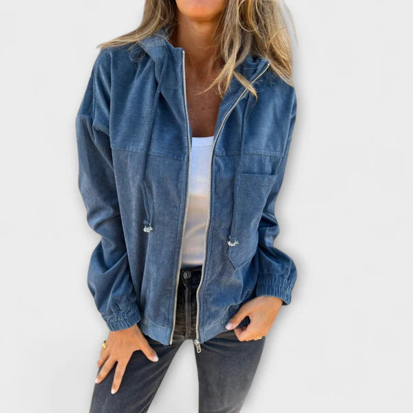 Eastwood and Bloom™ | Maribel – Corduroy Zip-Up Hooded Jacket