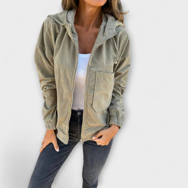 Eastwood and Bloom™ | Maribel – Corduroy Zip-Up Hooded Jacket
