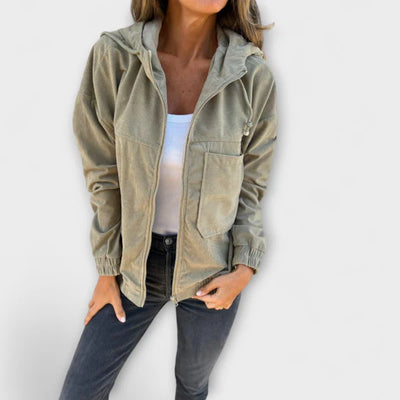 Eastwood and Bloom™ | Maribel – Corduroy Zip-Up Hooded Jacket
