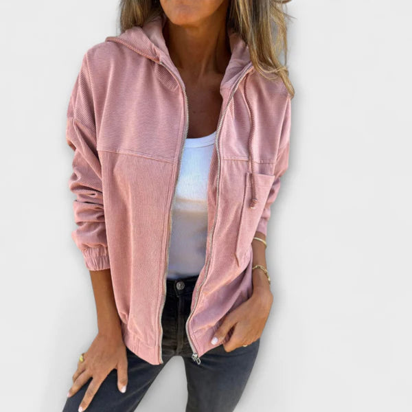 Eastwood and Bloom™ | Maribel – Corduroy Zip-Up Hooded Jacket
