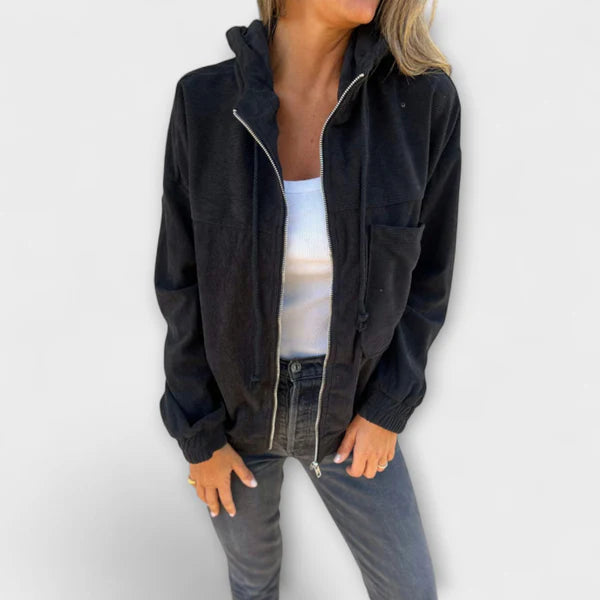 Eastwood and Bloom™ | Maribel – Corduroy Zip-Up Hooded Jacket