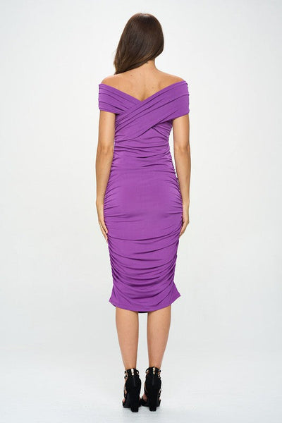 Eastwood and Bloom™ | Satin Dress with Off-Shoulder Design