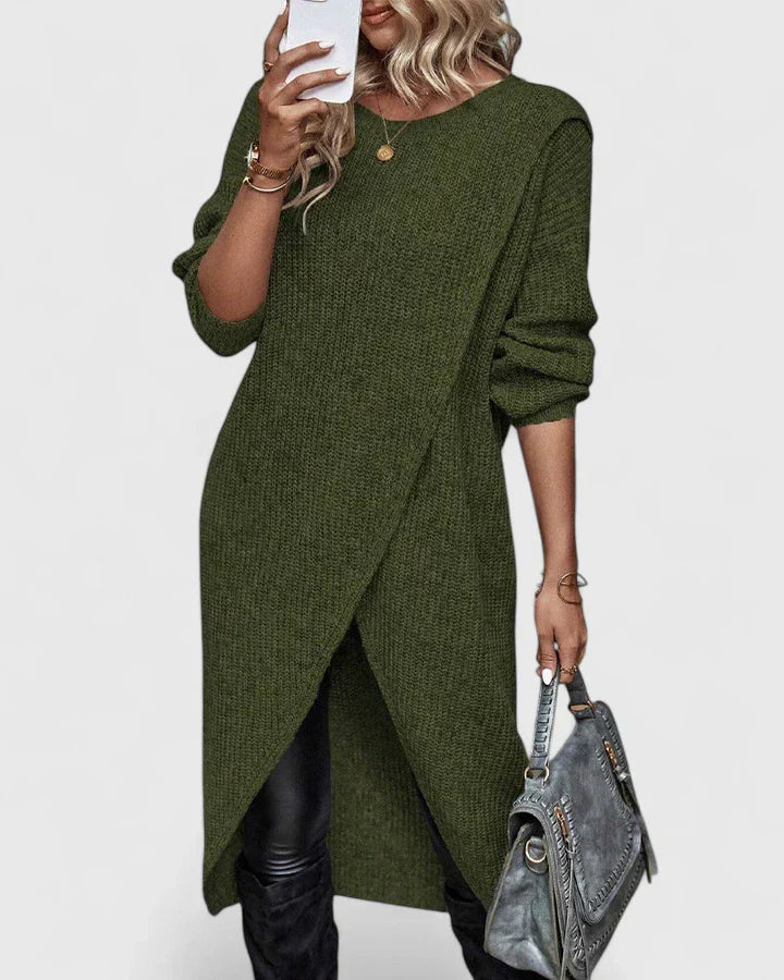Eastwood and Bloom™ | Venetia – Relaxed Overlap Sweater Dress