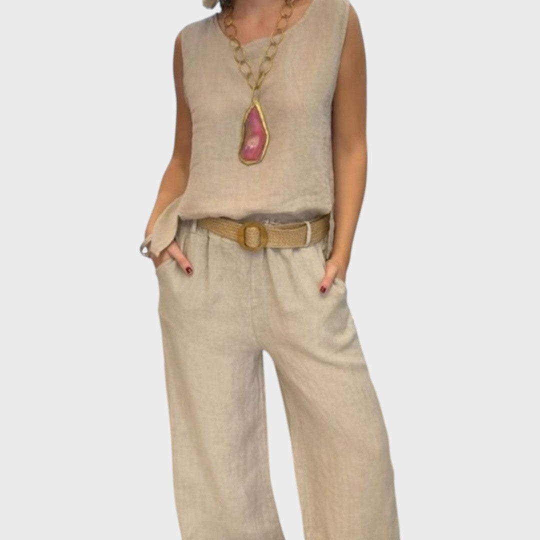 Eastwood and Bloom™ | Irmelie – Sleeveless Linen Set with Relaxed Waist