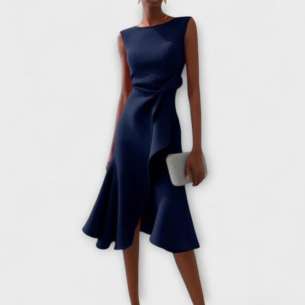 Eastwood and Bloom™ | Juliette – Draped Asymmetric Midi Dress