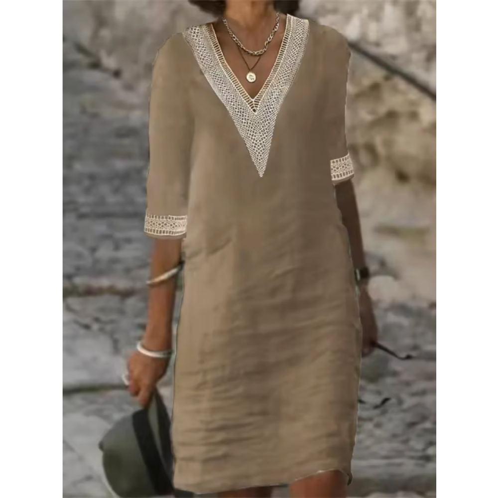 Eastwood and Bloom™ | Celestine – White Linen Blend Dress