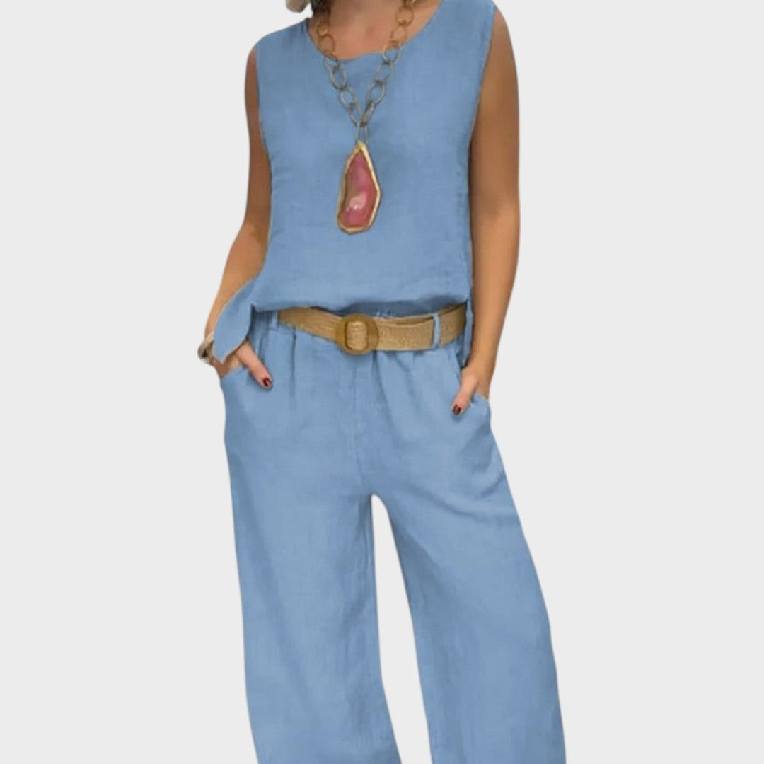 Eastwood and Bloom™ | Irmelie – Sleeveless Linen Set with Relaxed Waist