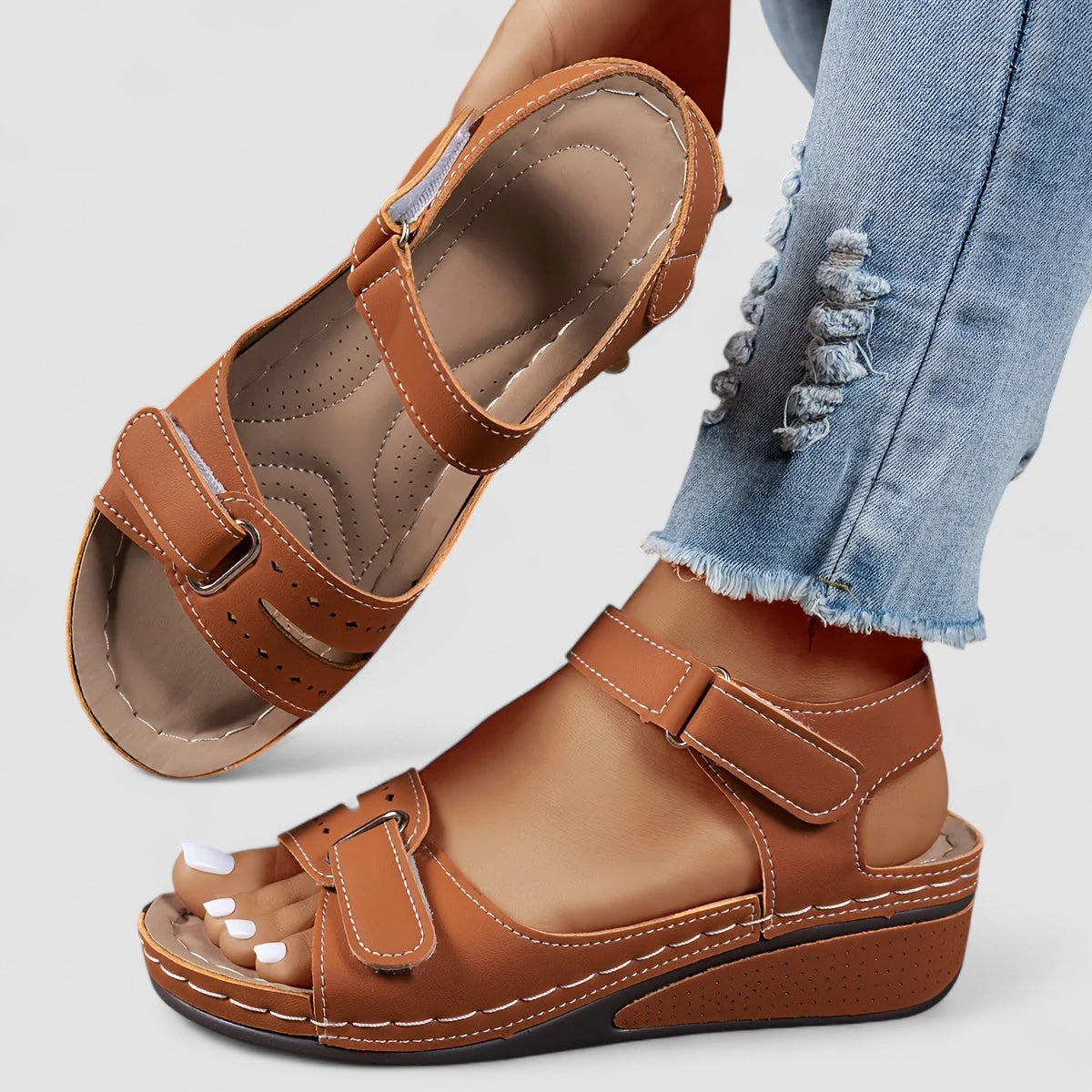 Eastwood and Bloom™ | Aldona - Orthopedic sandals with wedge heel