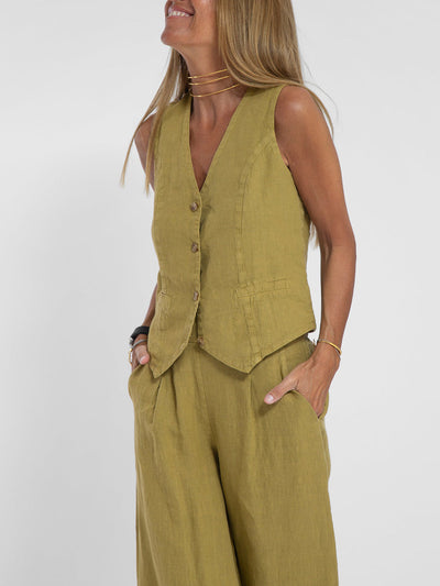 Eastwood and Bloom™ | Buttoned Vest and Wide Pants
