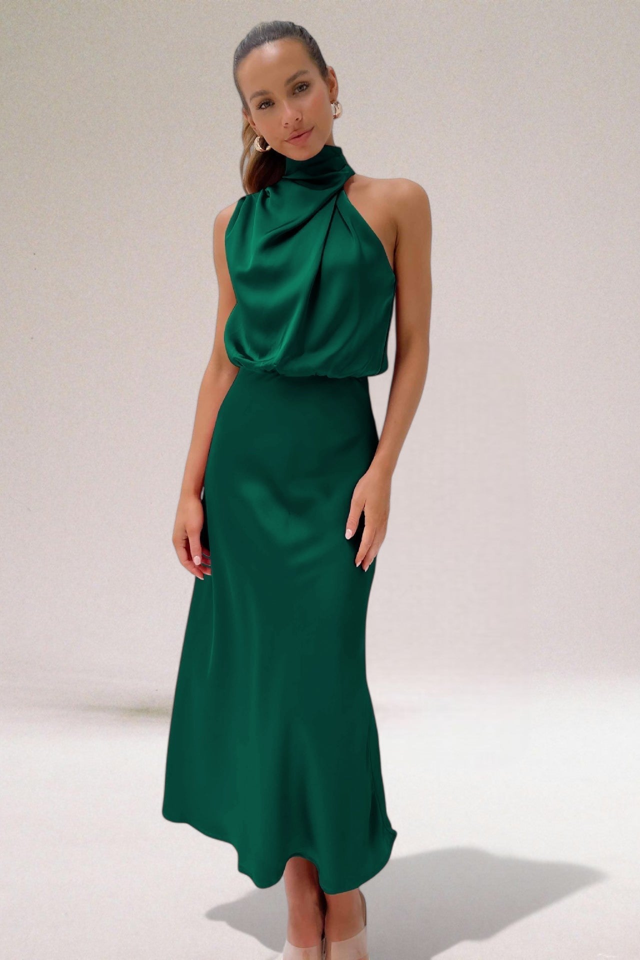 Eastwood and Bloom™ | Satin Glamour Dress with Halterneck