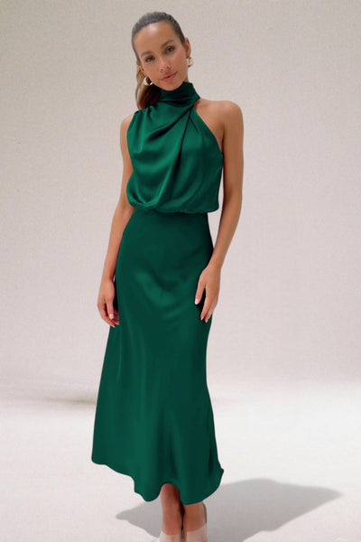Eastwood and Bloom™ | Satin Glamour Dress with Halterneck