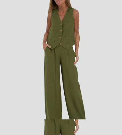 Eastwood and Bloom™ | Buttoned Vest and Wide Pants