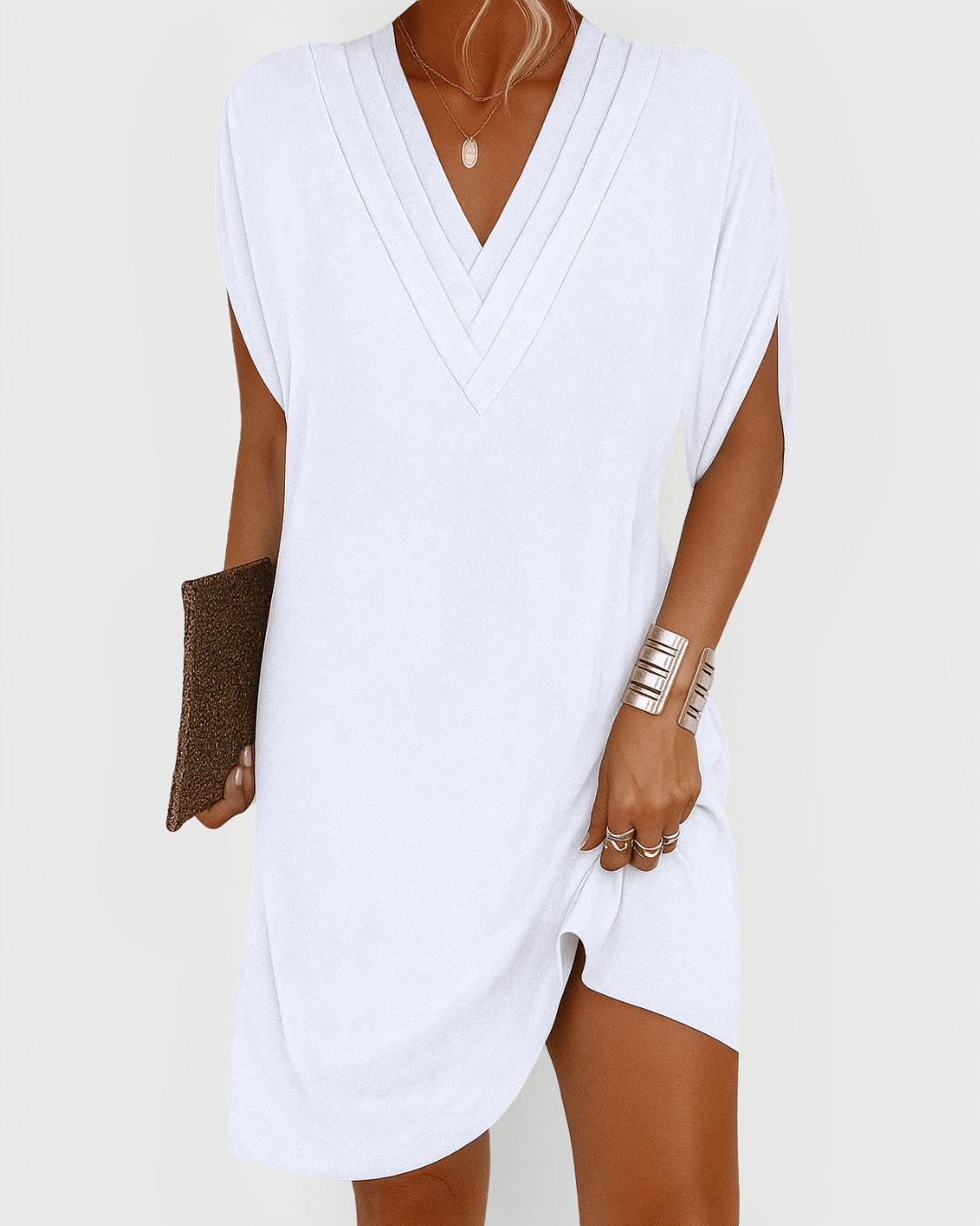 Eastwood and Bloom™ | Rachel – V-Neck Casual Mini Dress
